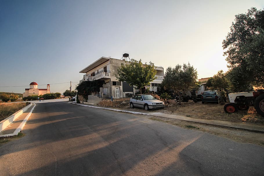 greece, kolymvari, car, car workshop, garage, crete, transportation HD wallpaper