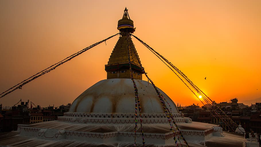 baudha, stupa, sunset, temple, ancient, asia, heritage, architecture HD wallpaper