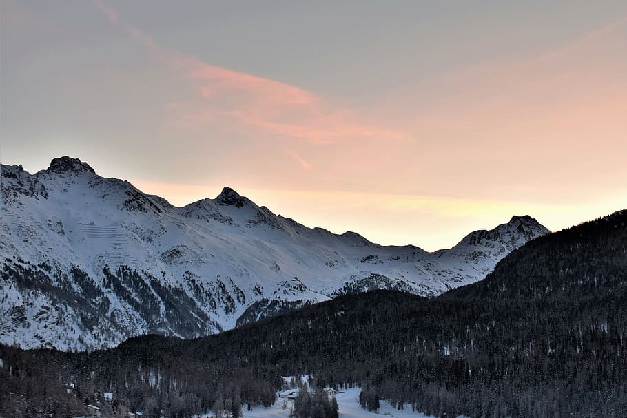 winter, mountains, ski area, slopes, wintry, st, moritz, switzerland, HD wallpaper