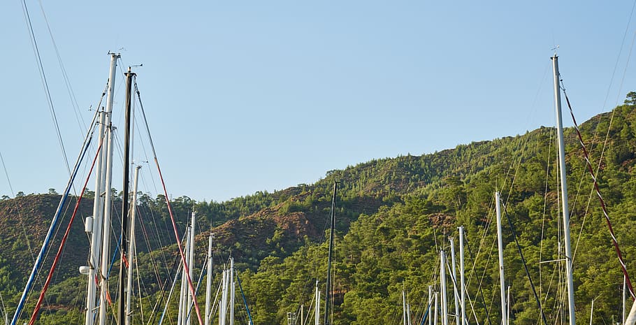 poles, direct, forest, mountain, taylor, sailboat, marine, sky HD wallpaper