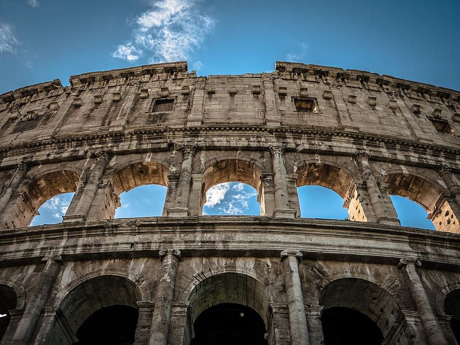 Coliseum, Rome, amphitheater, arch, ancient, history, low angle view, HD wallpaper