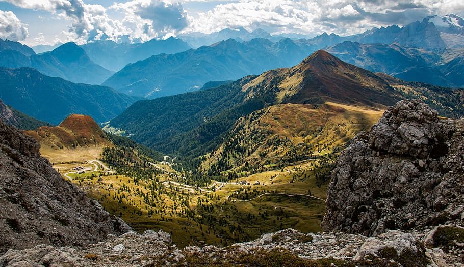 brown mountain range, nature, outdoors, slope, peak, scenery HD wallpaper