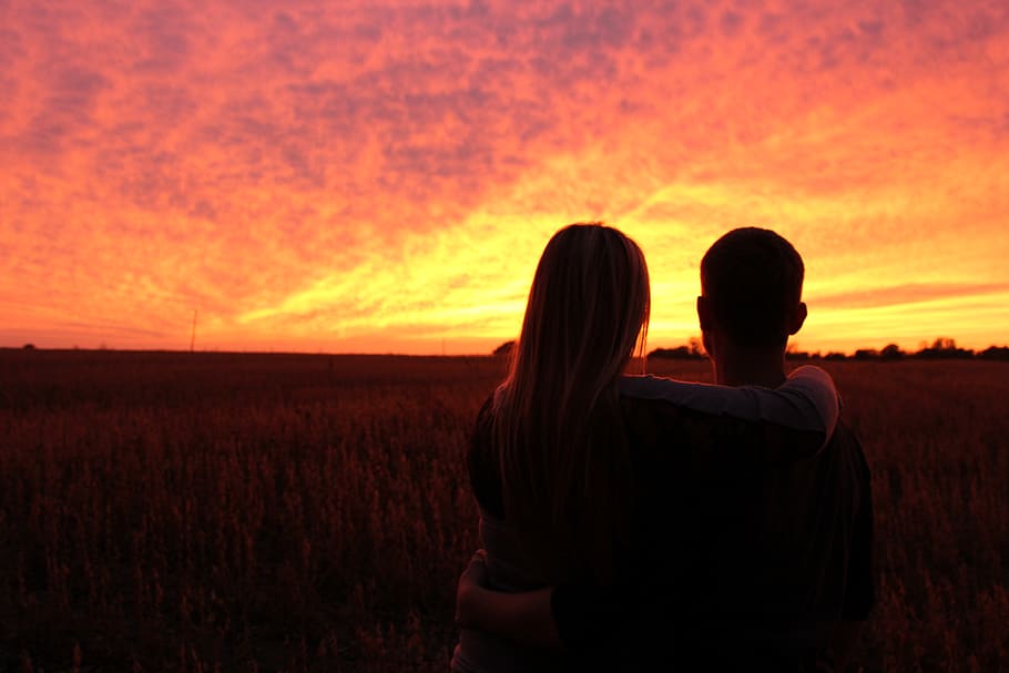 sunset, love, couples, two people, couple - relationship, adult HD wallpaper