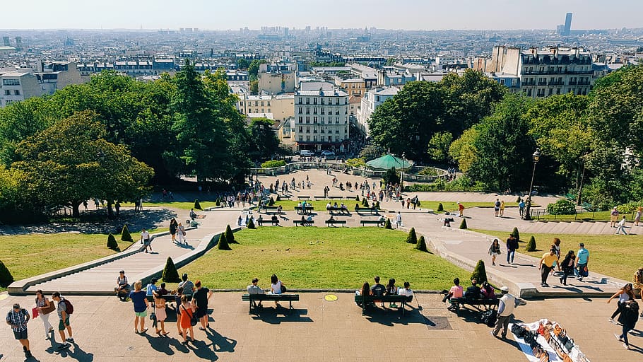 HD wallpaper: france, paris, square louise michel, public garden, city ...