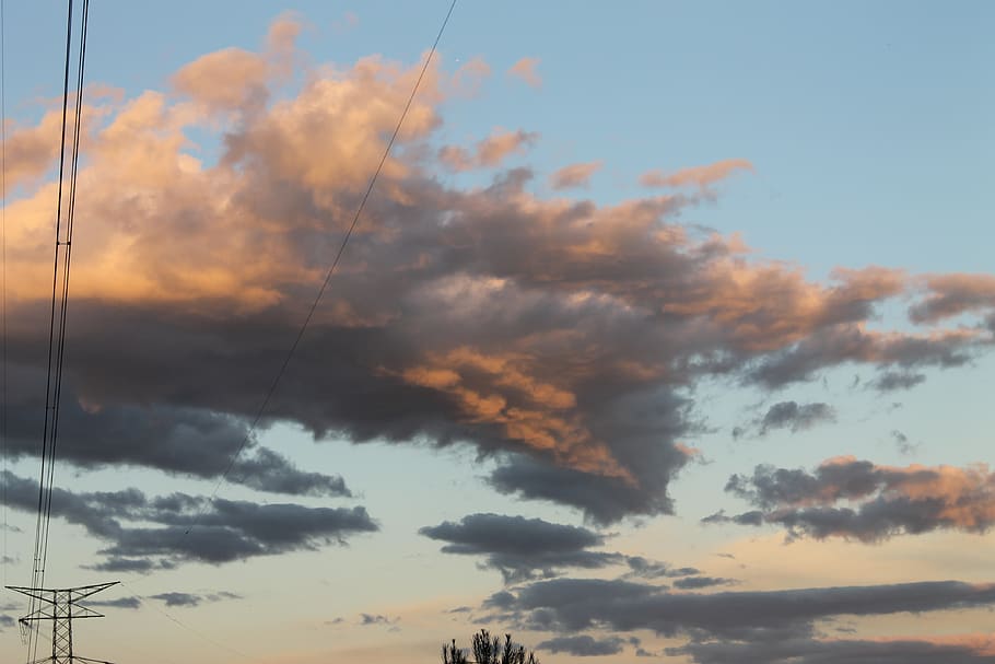 clouds, end of summer, cloud - sky, low angle view, cable, beauty in nature HD wallpaper