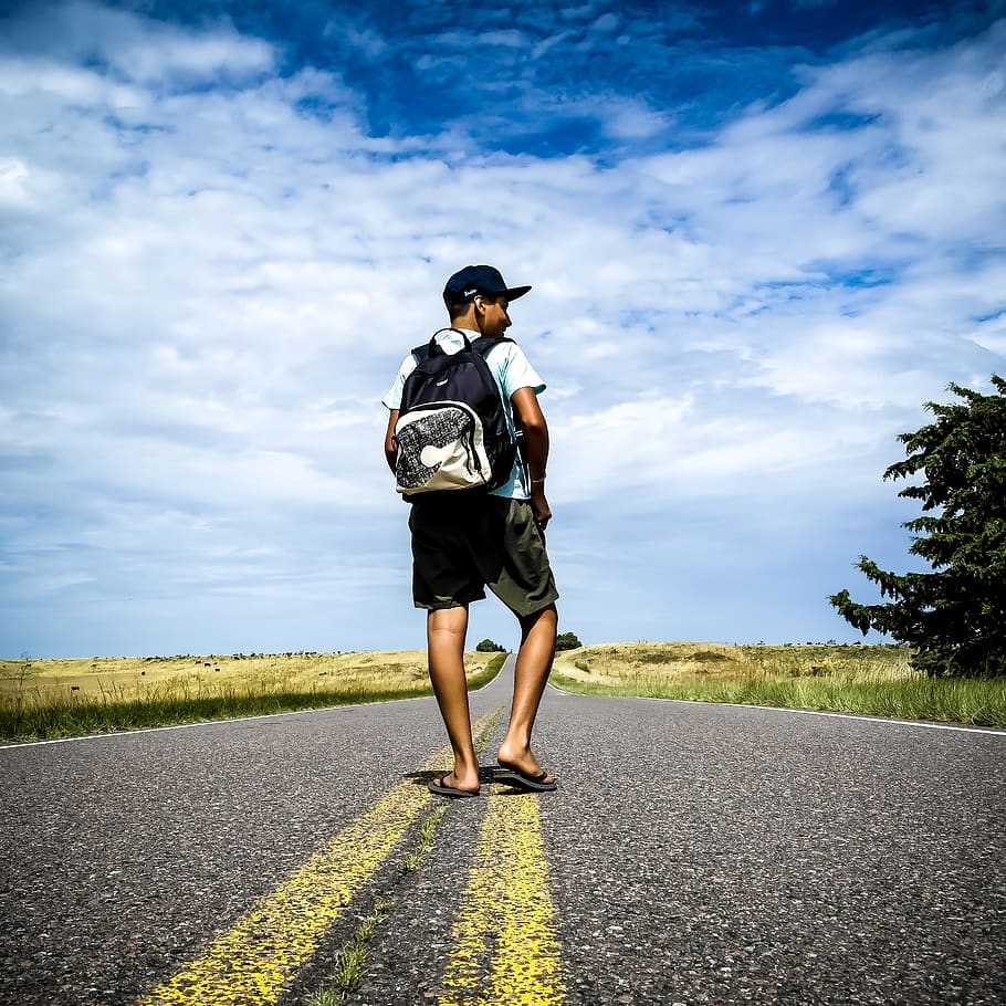 way, men, street, vacation, cloud - sky, full length, road HD wallpaper