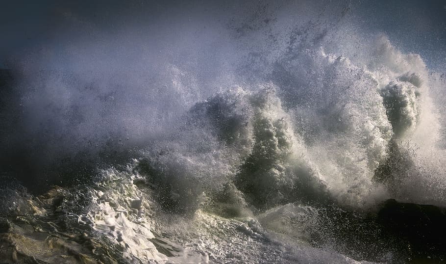 nature, beach, water, weather, calamity, danger, dramatic, force HD wallpaper