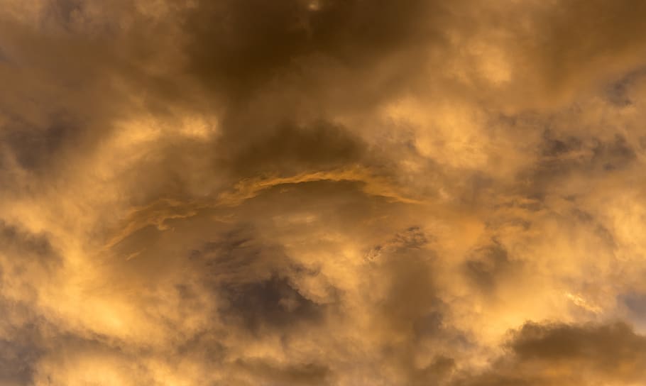 sunset, sky, clouds, orange, grey, cloudscape, weather, moody HD wallpaper
