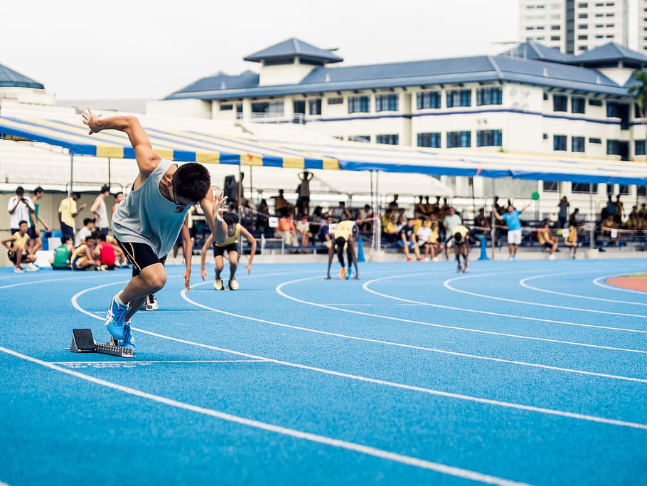 people, men, run, race, sports, sprint, venue, track and field HD wallpaper