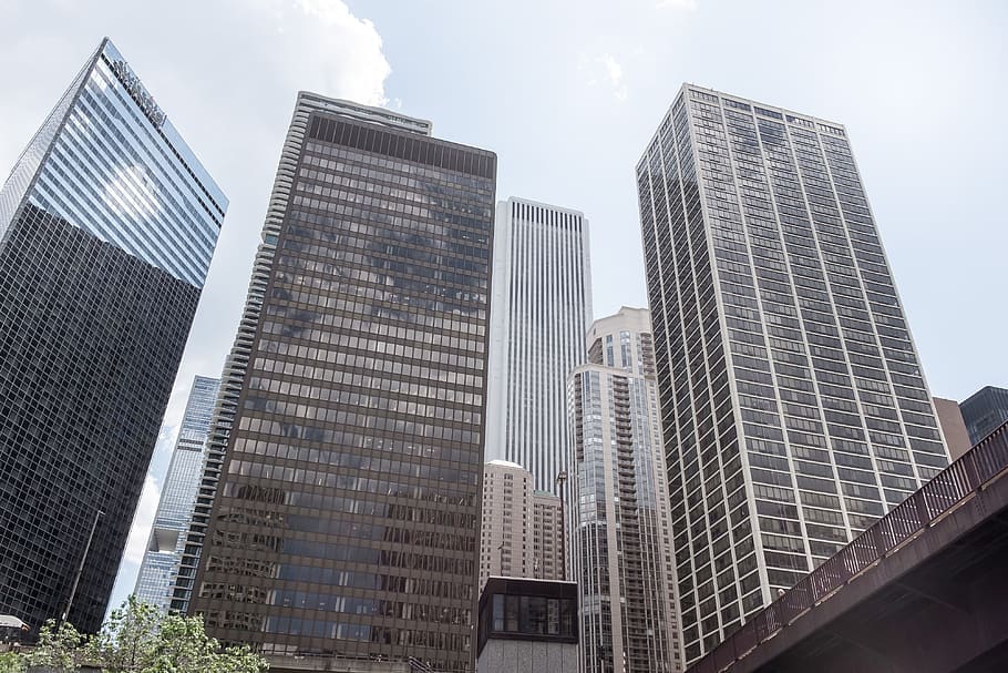 Chicago skyscrapers, architecture, blue, building, buildings HD wallpaper