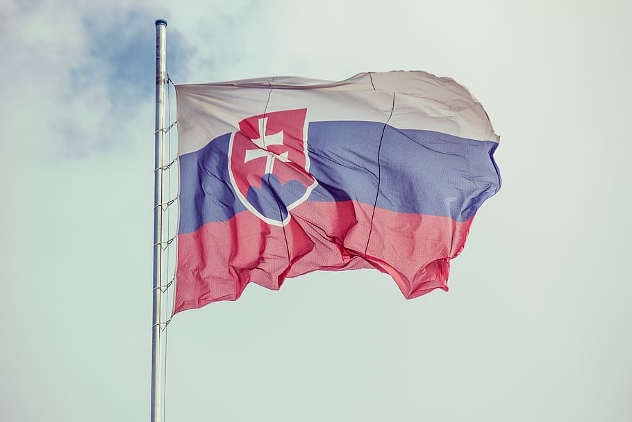 slovakia, bratislava, flag, sky, patriotism, wind, pride, waving HD wallpaper