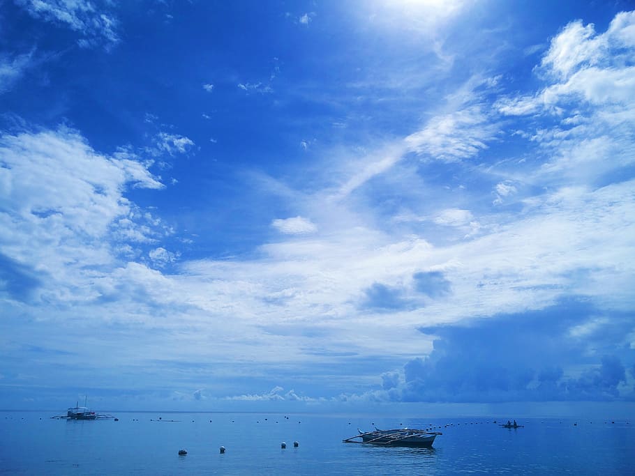 philippines, oslob, boat, clouds, phillipines, sky, sea, nature HD wallpaper