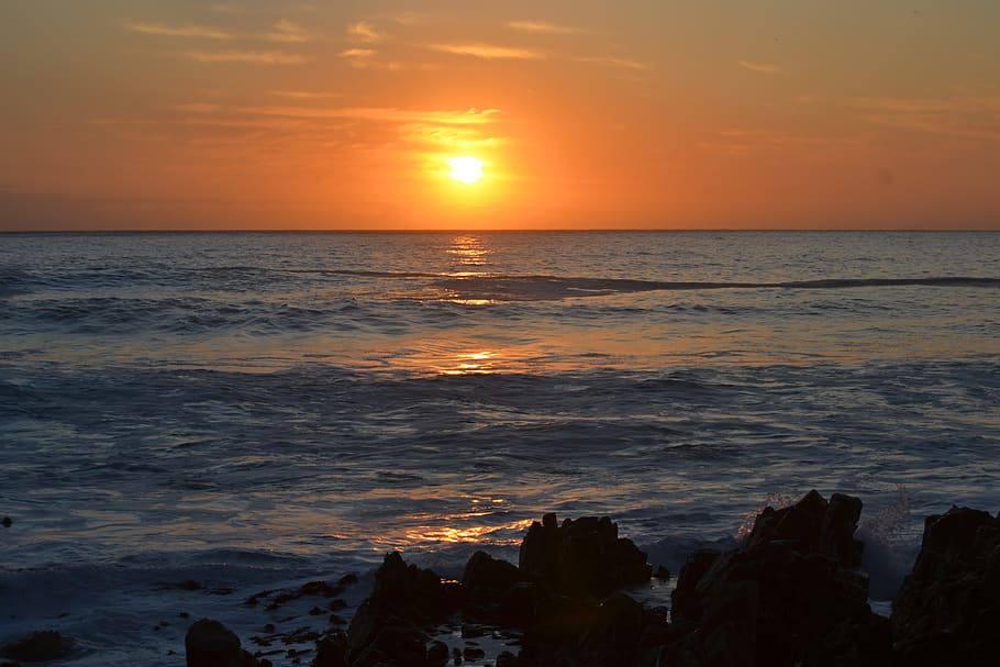 ocean, sun, sunset, cape town, south africa, cape point, sea poin, HD wallpaper