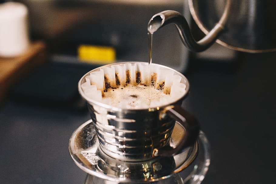 silver teacup on table, drink, refreshment, coffee, food and drink HD wallpaper