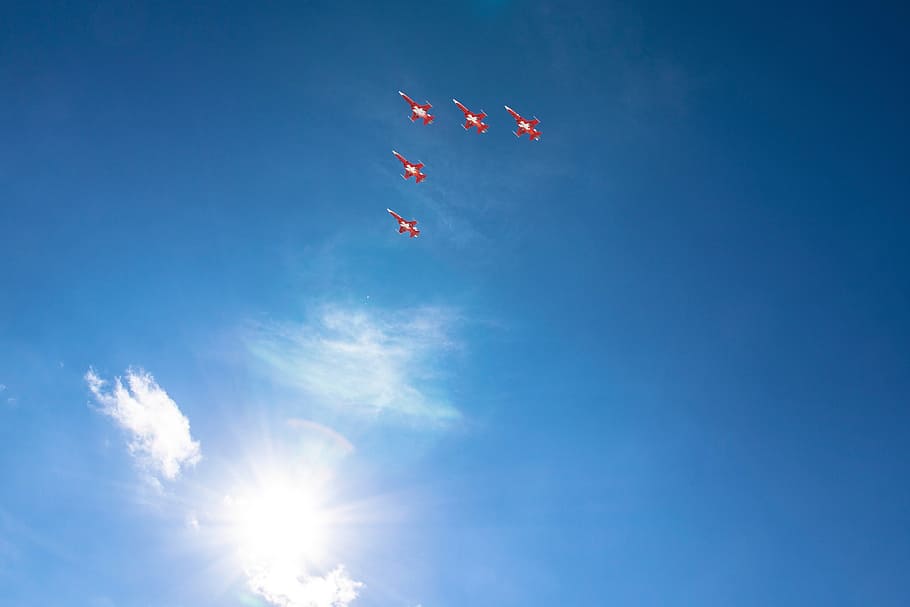 clouds, sky, blue, sun, airplane, travel, aircraft, vehicle HD wallpaper