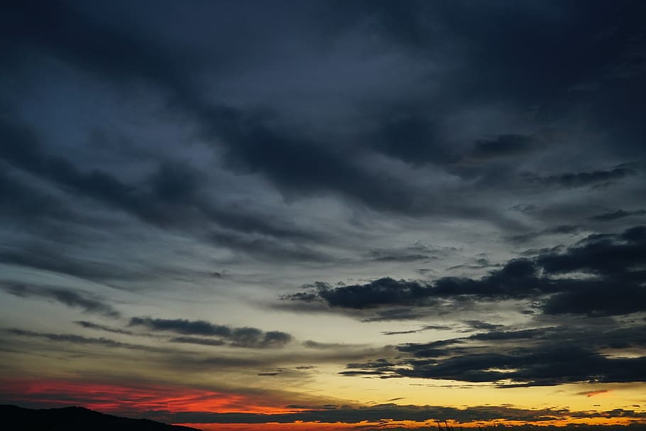 sunset, evening sky, clouds, cloud - sky, beauty in nature HD wallpaper