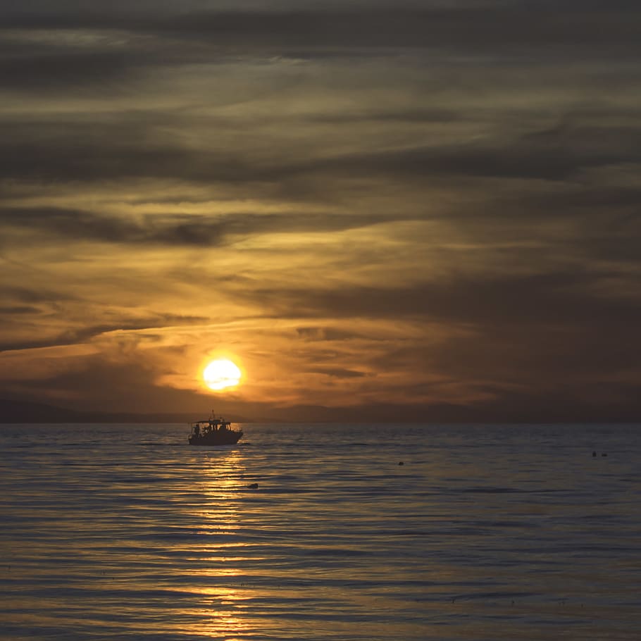 sunset, clouds, sky, ocean, water, nikon, nature, photo, d7200 HD wallpaper