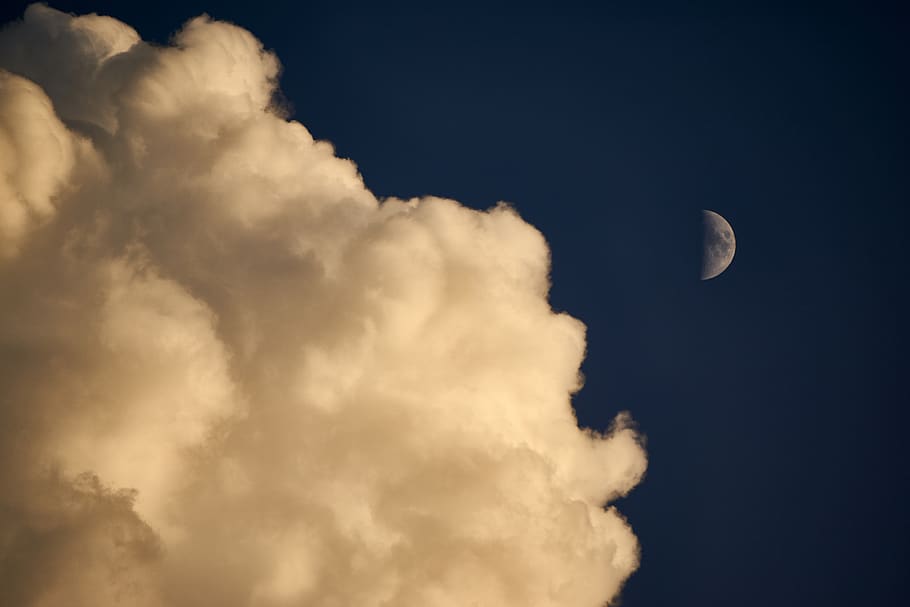 cloud, clouds, moon, sky, cloud - sky, nature, beauty in nature HD wallpaper