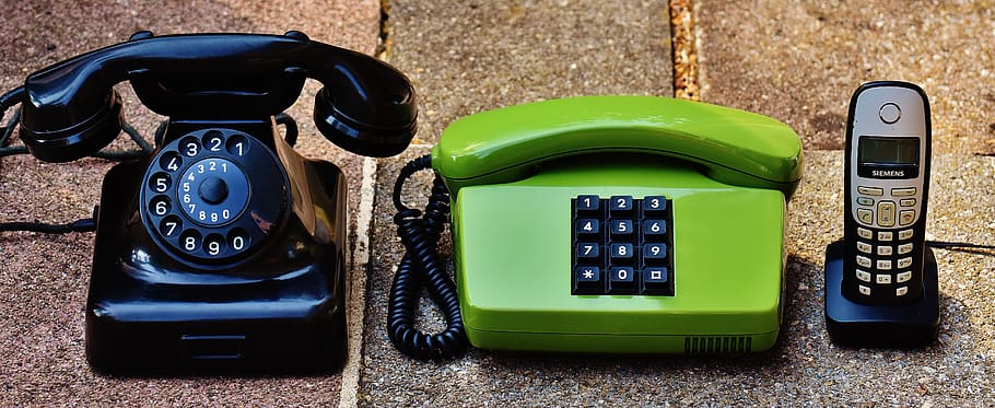 Two Green and Black Ip Phones, antique, collector's item, communication, HD wallpaper