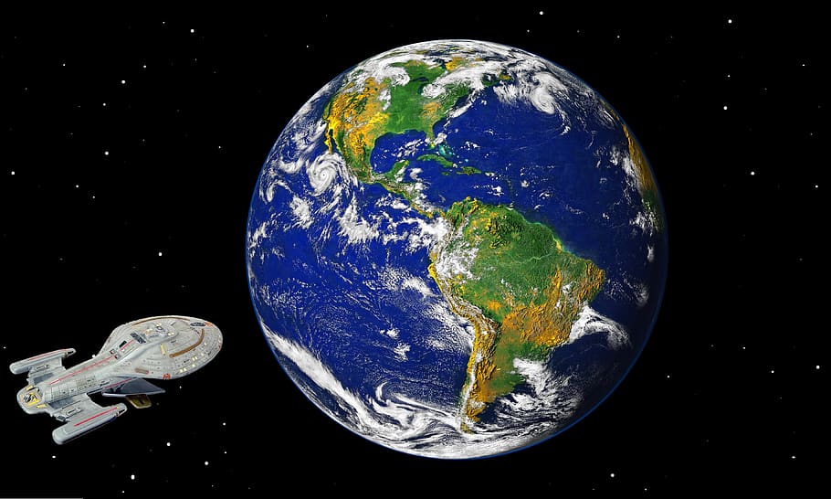 science, fiction, earth, space, ship, star trek, globe, travel HD wallpaper