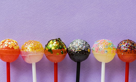 Six Assorted-color Lollipops, assortment, bright, candy, caramel HD wallpaper