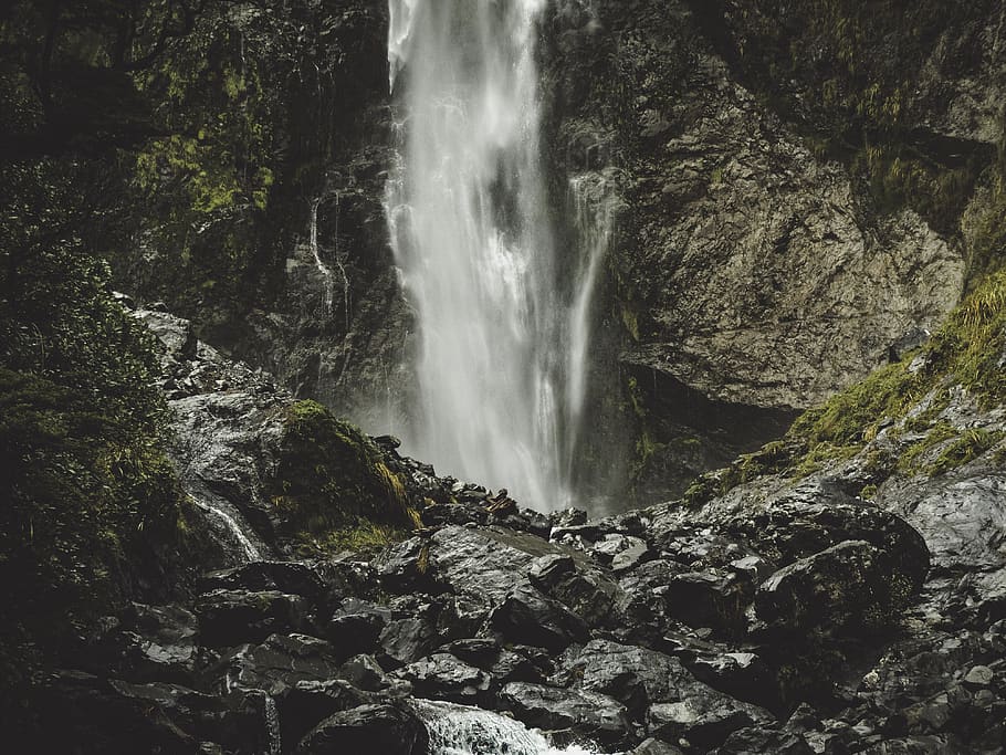 waterfalls surrounded with rock formation, scenics - nature, beauty in nature HD wallpaper