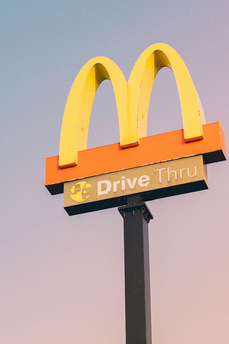 McDonald Drive Thru logo street signage, mcdonald', drive through