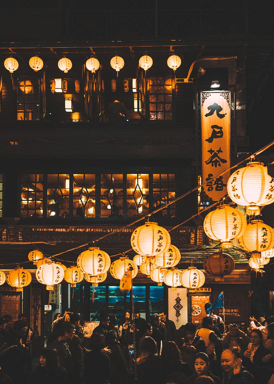 taiwan, 九分, path, jufen, japanese, night, illuminated, lighting equipment HD wallpaper