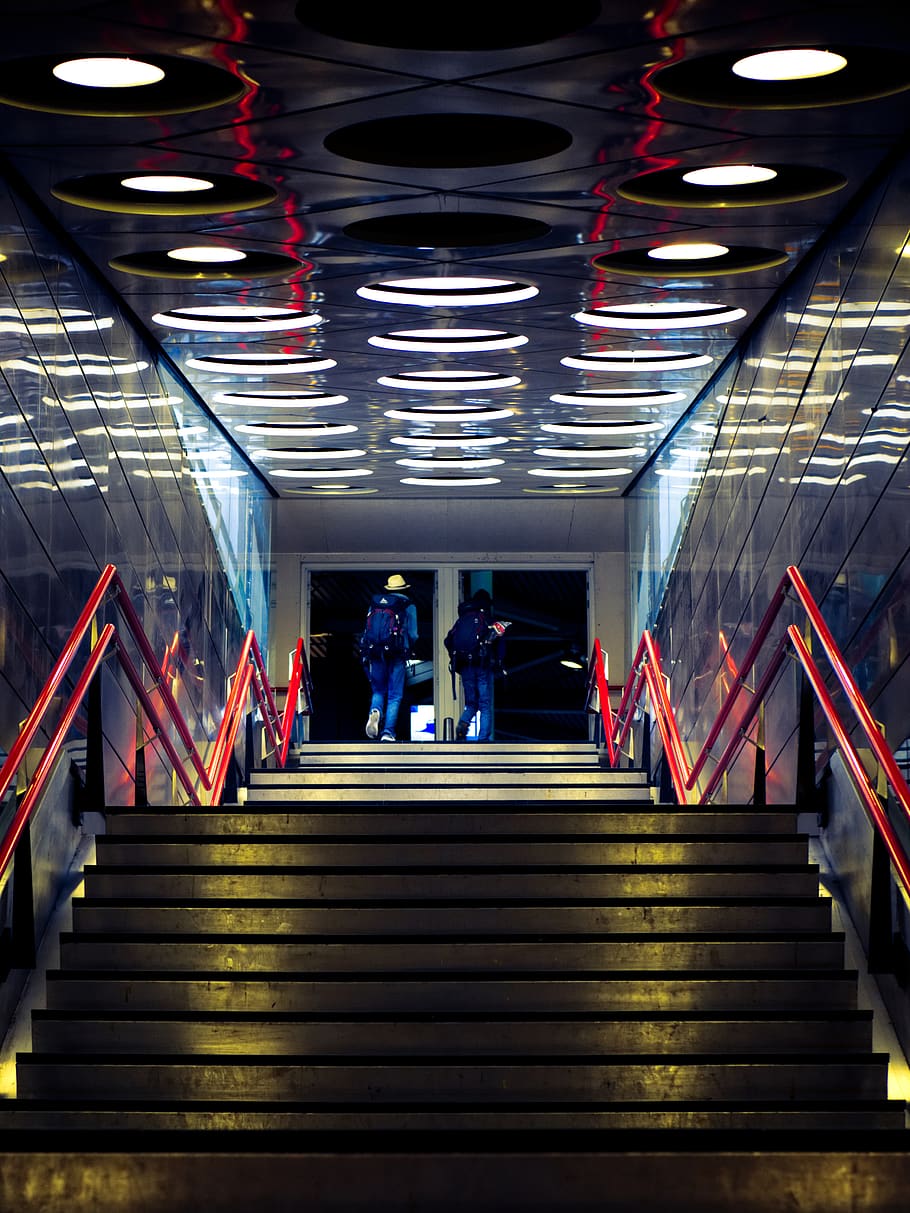 people walking near stair, person, human, amsterdam airport schiphol