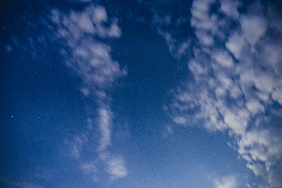blue and white sky, outdoors, azure sky, nature, night, motion HD wallpaper