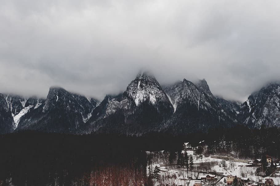 mountain covered by snow, nature, outdoors, mountain range, peak HD wallpaper