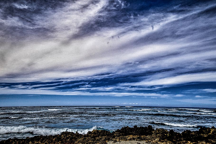Scenic View Of Ocean, clouds, environment, horizon, idyllic, nature HD wallpaper