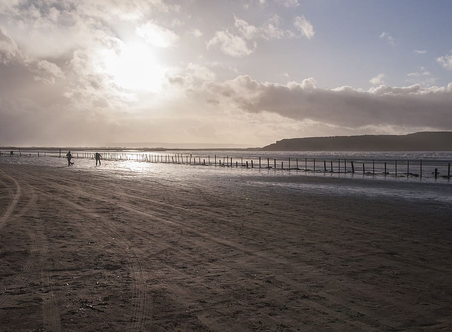 uk, weston super mare, beach, land, water, sky, sea, sand, scenics - nature HD wallpaper