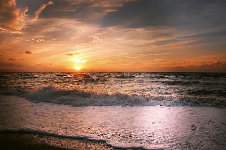 sun, beach, summer, ocean, sea, water, sand, vacations, sunset HD wallpaper