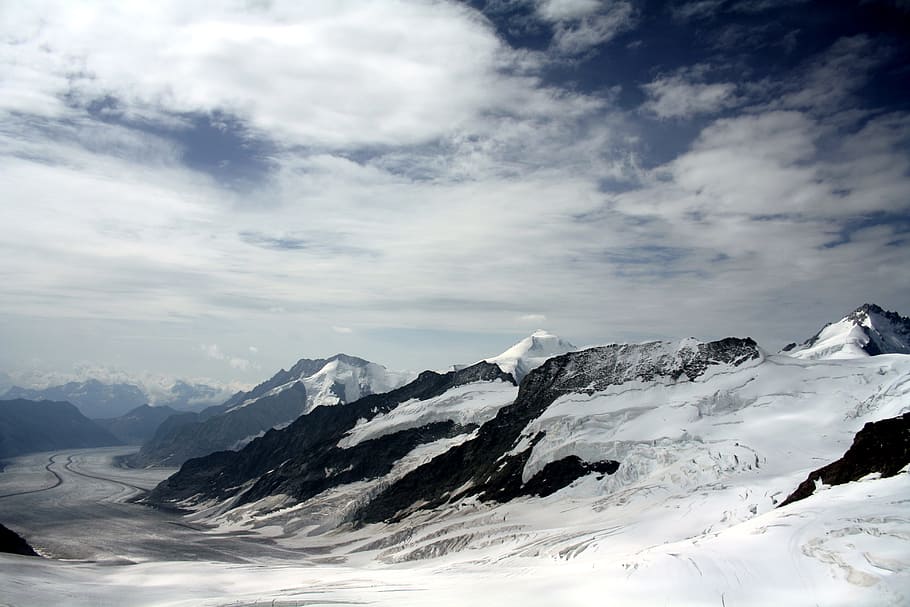 White Snow-capped Mountain, clouds, cold, daytime, high, ice HD wallpaper