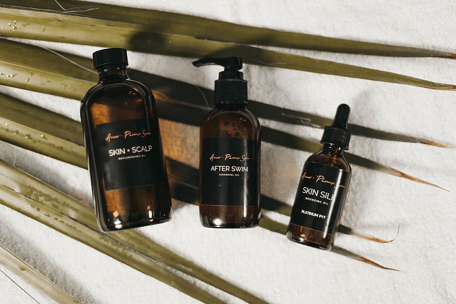 three Skin Scalp labeled bottles, container, text, no people HD wallpaper