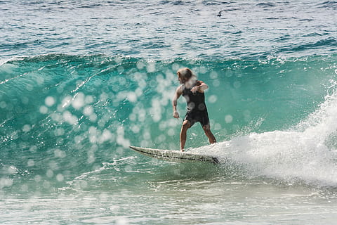 Person Surfing on Body of Water, action, daytime, foam, motion HD wallpaper
