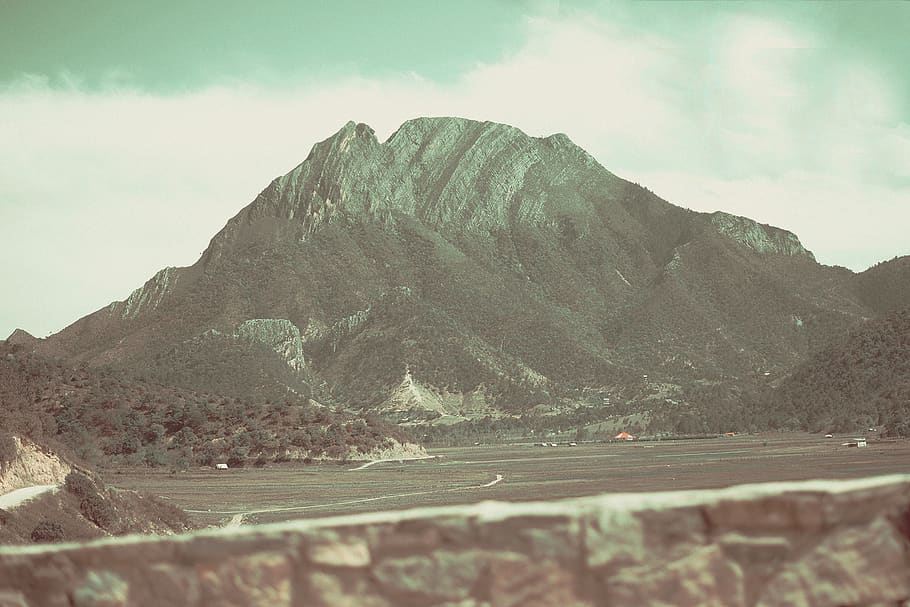 mountain, green, trees, mexico, monterrey, forest, town, sky HD wallpaper