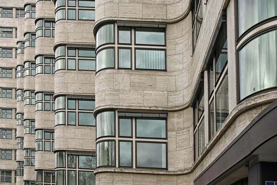brown building curved windows design, shell hau, architecture HD wallpaper