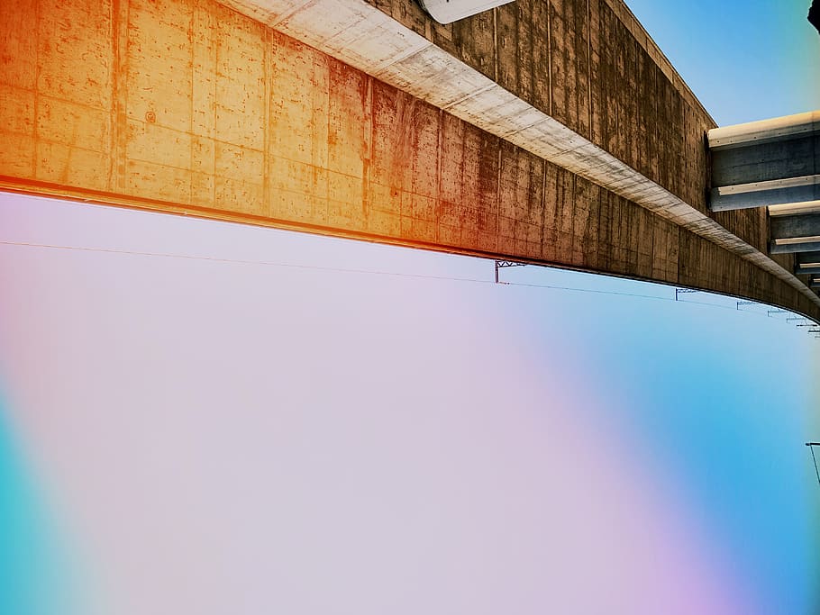 gray flyover bridge under why sky, architecture, built structure HD wallpaper