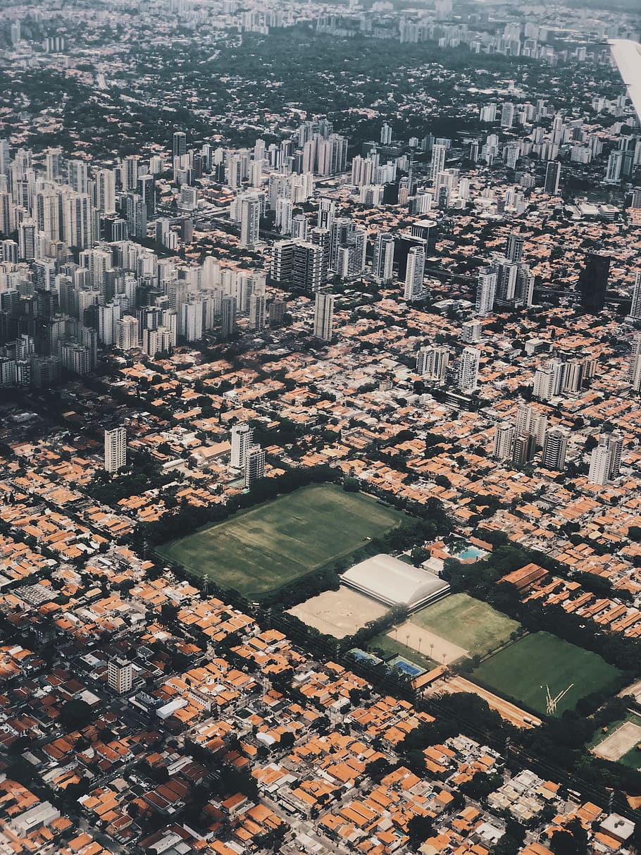 Bird's Eye View Of City, buildings, cityscape, downtown, drone photography