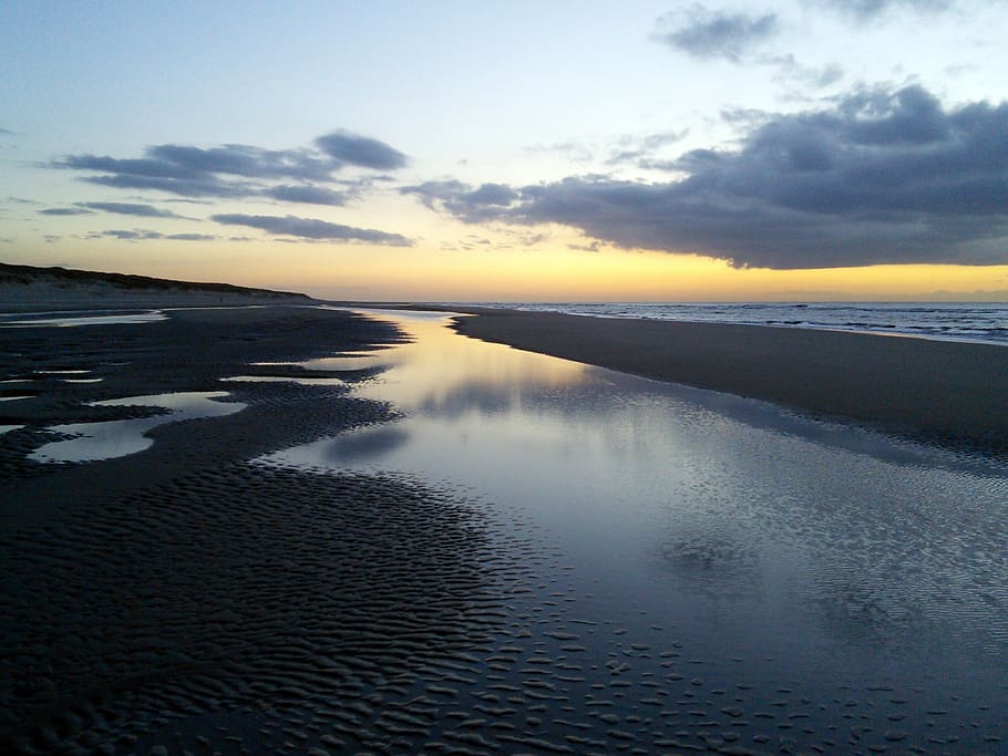 beach, sunset, sea, water, sky, scenics - nature, beauty in nature HD wallpaper