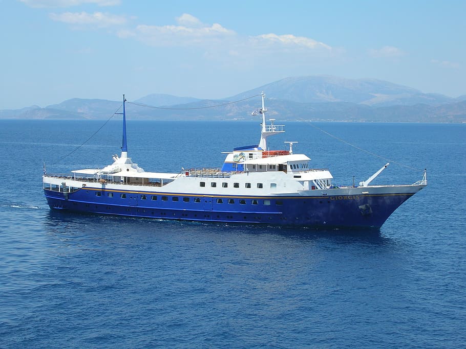 greece, hydra, cruise ship, water, ocean, travel, blue, giorgis, HD wallpaper