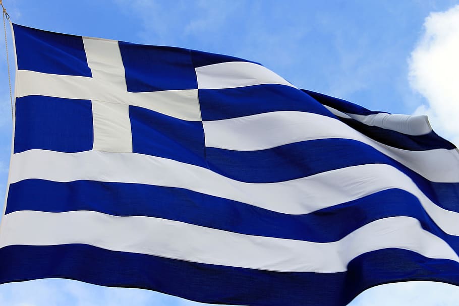 flag, greece, blue, symbol, nation, country, europe, athens, HD wallpaper