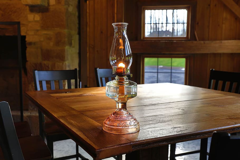 glass kerosene lantern, table, wood - material, indoors, no people HD wallpaper