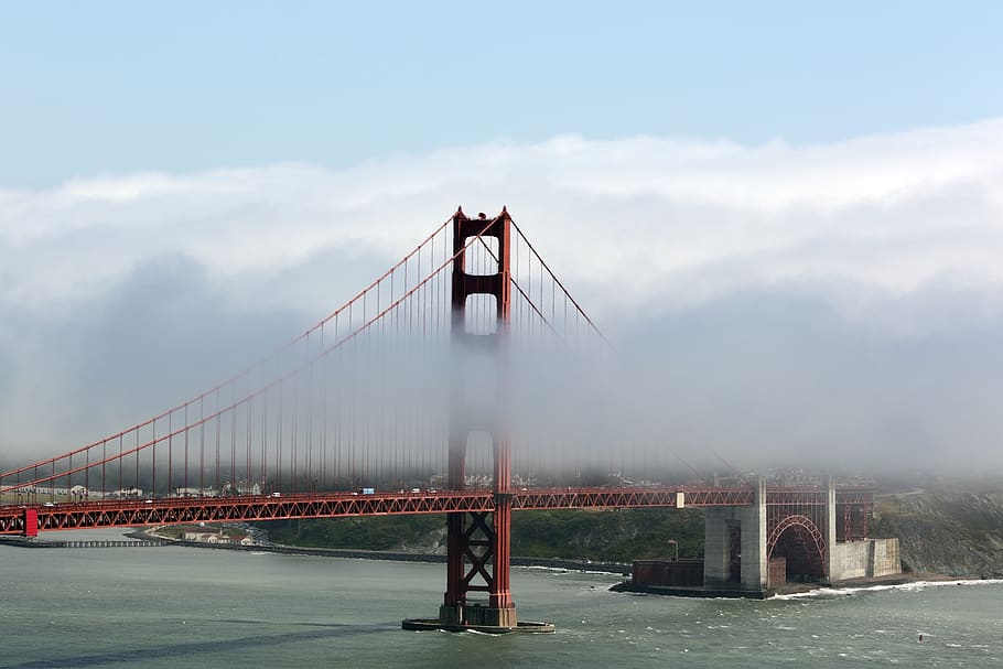 Golden Gate Bridge, New York, architecture, building, clouds HD wallpaper
