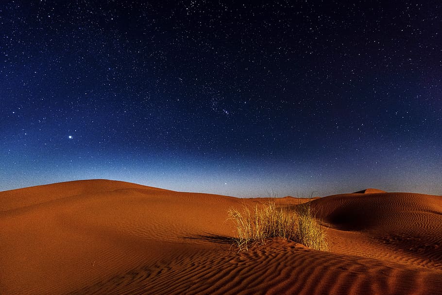 desert, landscape, highland, mountain, sky, stars, travel, nature HD wallpaper