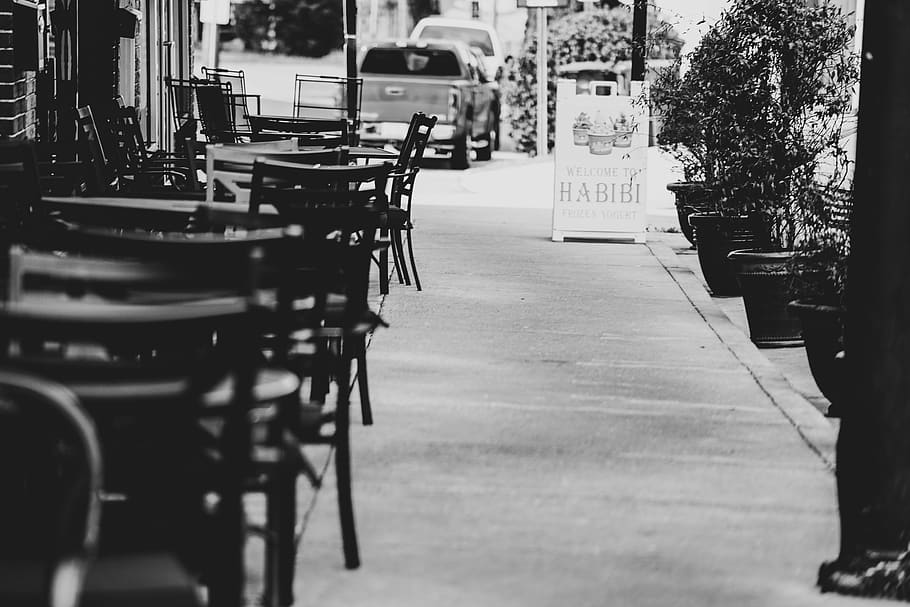 empty seats, restaurant, furniture, chair, cafe, path, food, cafeteria HD wallpaper