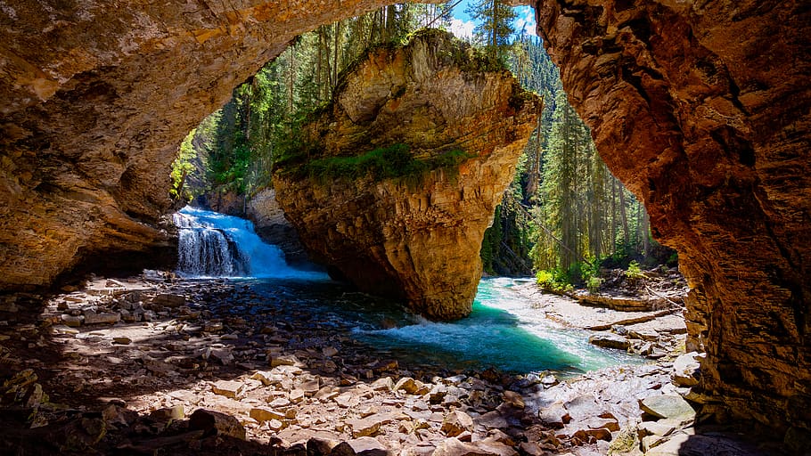 waterfalls photo, rock, rock - object, rock formation, solid HD wallpaper