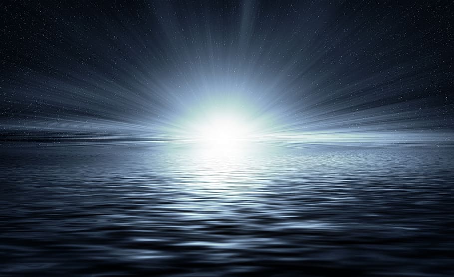 light, water, backgrounds, night, stars, trees, lake, sky, landscape HD wallpaper